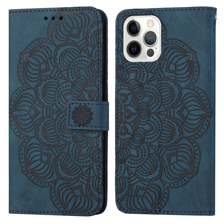 For iPhone 12 Pro Max Mandala Embossed Flip Leather Phone Case