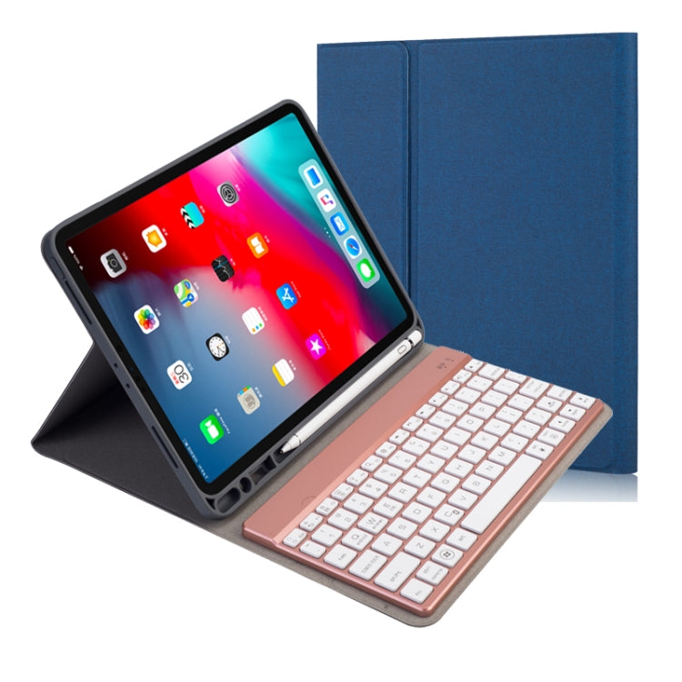 RK11A Backlight TPU Multi Color Light Bluetooth Keyboard Horizontal Flip Leather Tablet Case for iPad Pro 11 2020 / 2018 with Holder & Pen Slot