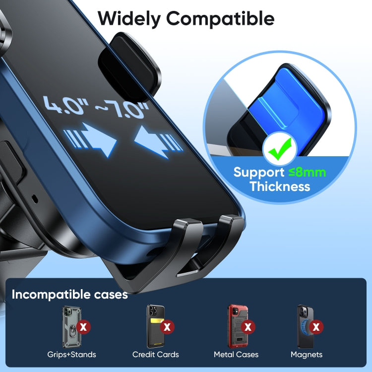 JOYROOM JR-ZS246 Car Dashboard 15W Qi Dual-Coil Wireless Charger Phone Holder(Black)