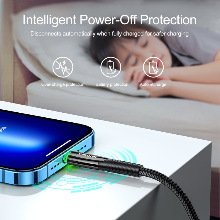 JOYROOM S-1224K7 USB to 8 Pin Intelligent Power-Off Sync Data Cable, Cable Length: 1.2m(Black)