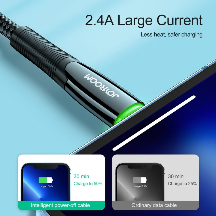 JOYROOM S-1224K7 USB to 8 Pin Intelligent Power-Off Sync Data Cable, Cable Length: 1.2m(Black)