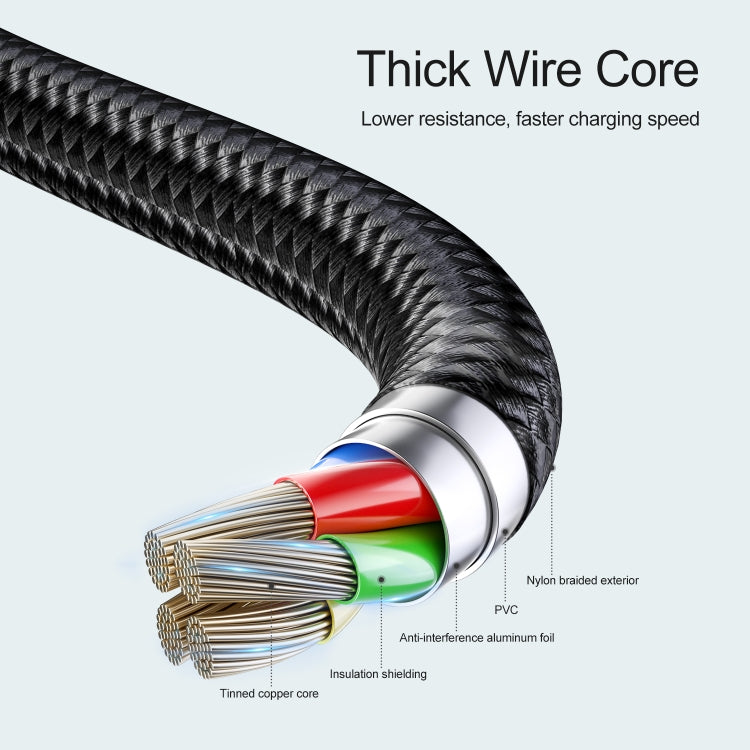 JOYROOM S-1224K7 USB to 8 Pin Intelligent Power-Off Sync Data Cable, Cable Length: 1.2m(Black)