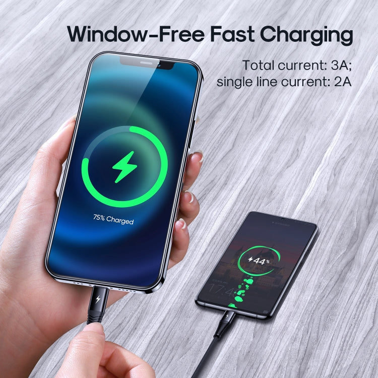 JOYROOM S-1230G12 2 in 1 USB to 8 Pin+USB-C / Type-C Nylon Braid Charging Cable, Length: 1.2m(Black)