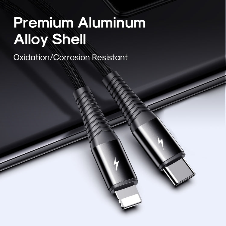 JOYROOM S-1230G12 2 in 1 USB to 8 Pin+USB-C / Type-C Nylon Braid Charging Cable, Length: 1.2m(Black)