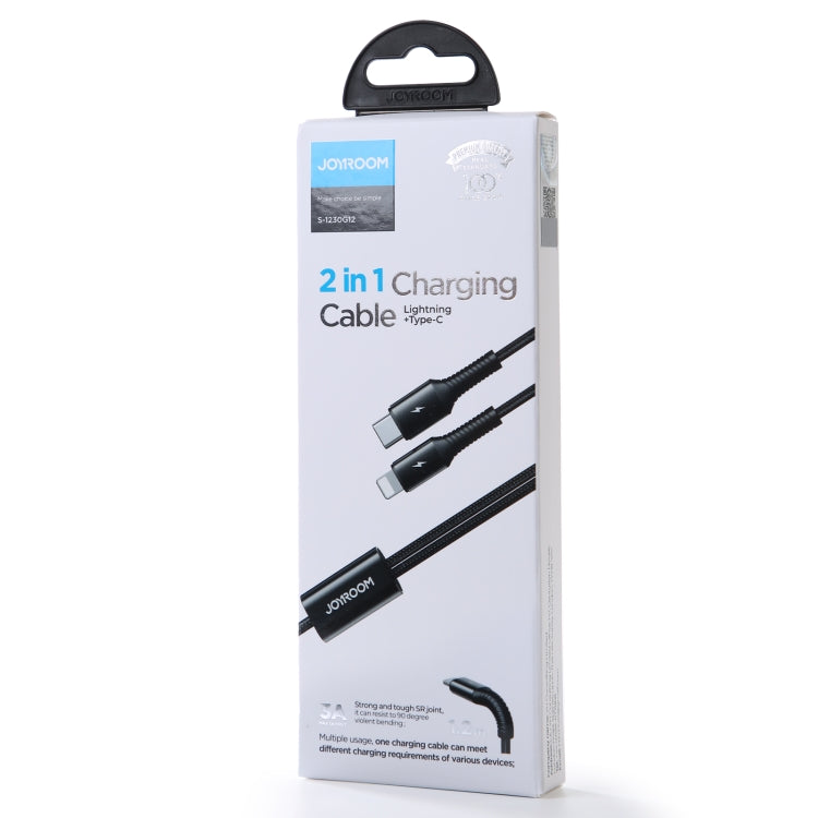 JOYROOM S-1230G12 2 in 1 USB to 8 Pin+USB-C / Type-C Nylon Braid Charging Cable, Length: 1.2m(Black)