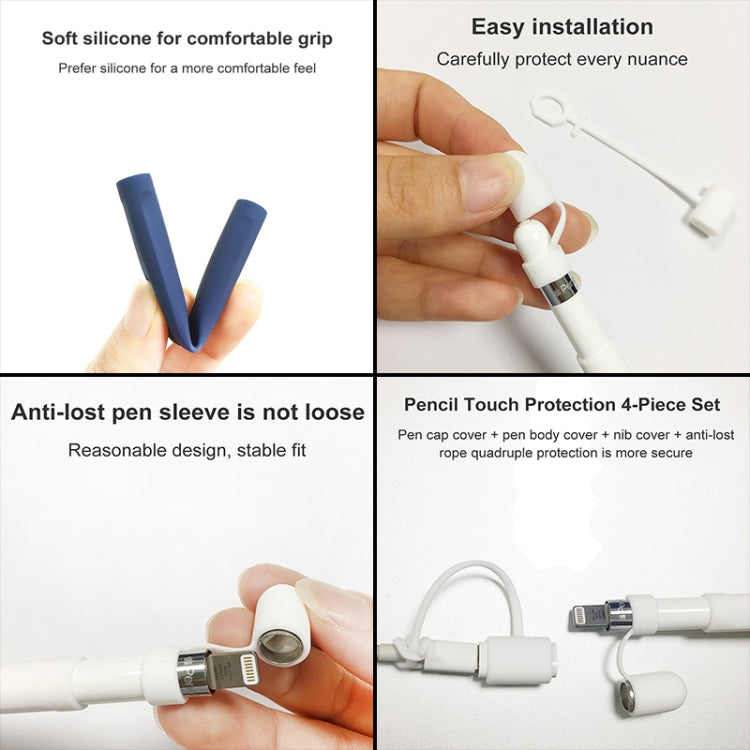 4 in 1 Stylus Silicone Protective Cover Short Set For Apple Pencil 1