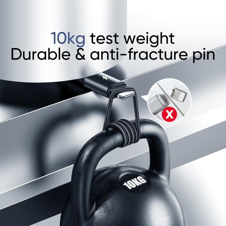 JOYROOM S-01530G10 3 in 1 USB to 8 Pinx2+Type-C Nylon Braid Charging Cable, Length: 15cm(Black)