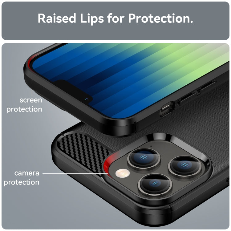 For iPhone 14 Pro Brushed Texture Carbon Fiber TPU Phone Case