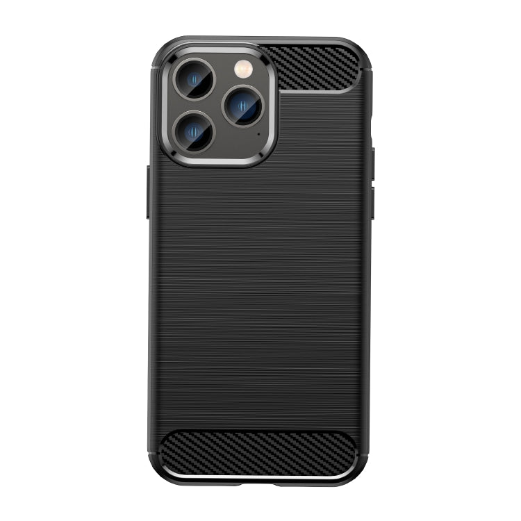 For iPhone 14 Pro Max Brushed Texture Carbon Fiber TPU Phone Case
