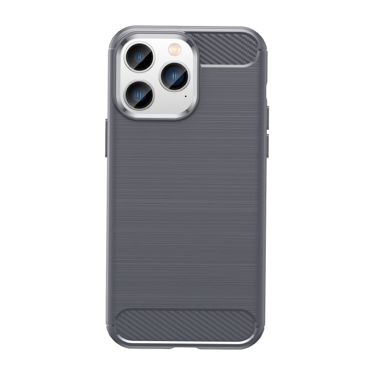 For iPhone 14 Pro Max Brushed Texture Carbon Fiber TPU Phone Case