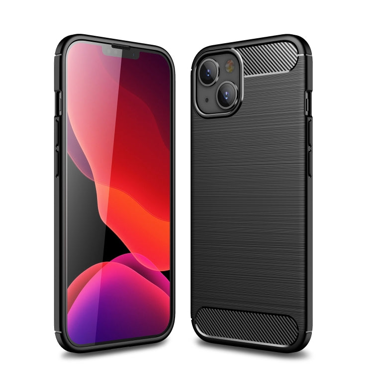 For iPhone 14 Brushed Texture Carbon Fiber TPU Phone Case