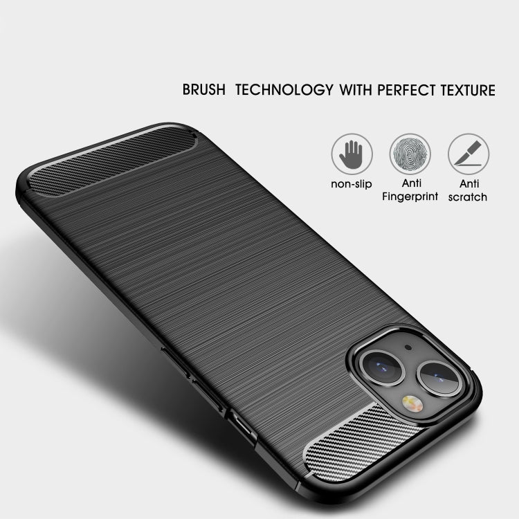 For iPhone 14 Brushed Texture Carbon Fiber TPU Phone Case