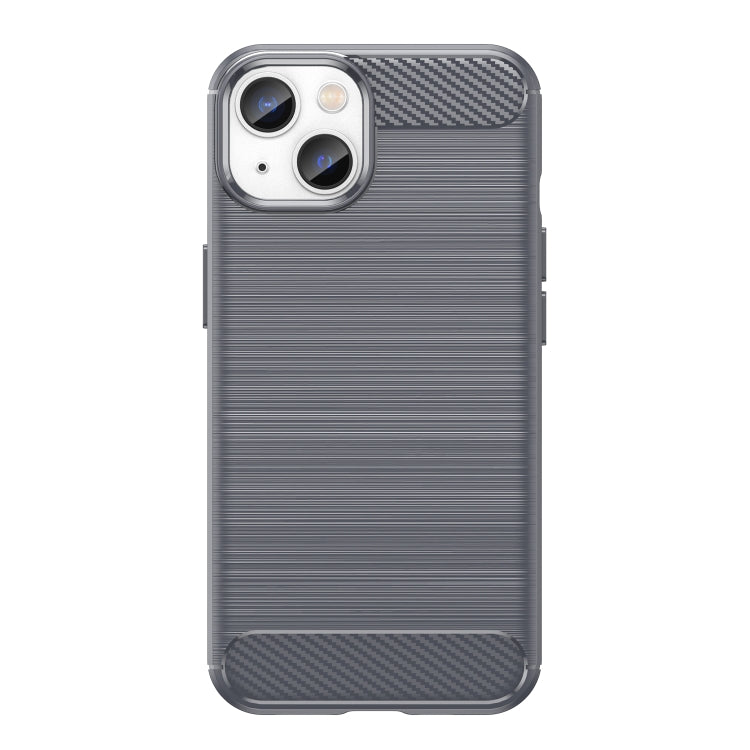 For iPhone 14 Brushed Texture Carbon Fiber TPU Phone Case