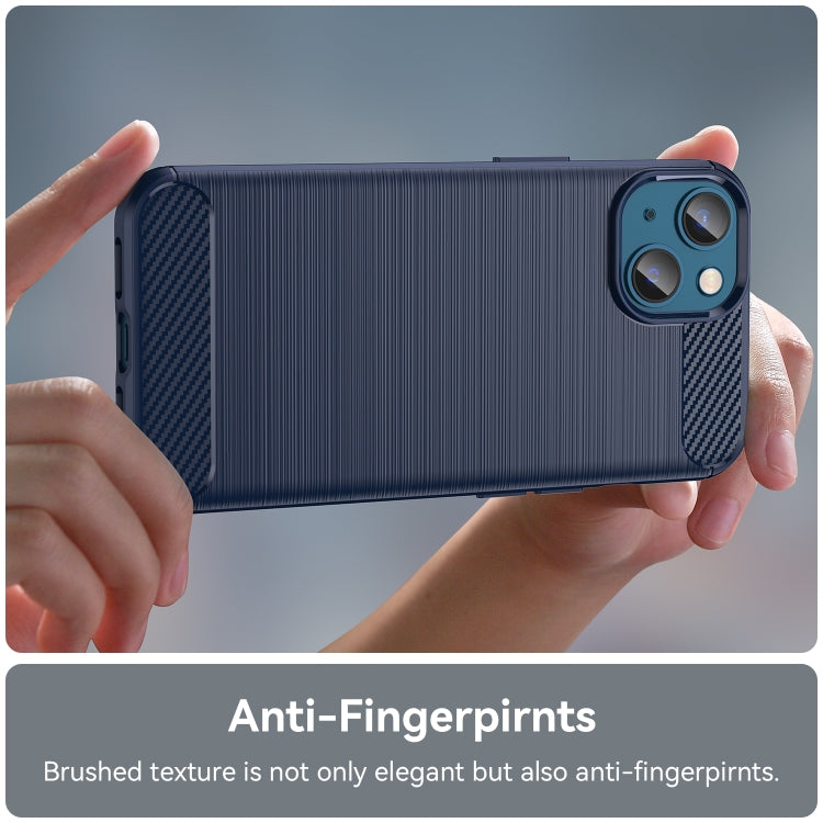For iPhone 14 Plus Brushed Texture Carbon Fiber TPU Phone Case