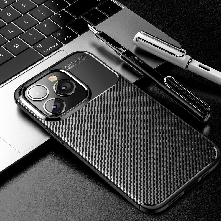 For iPhone 14 Plus Carbon Fiber Texture TPU Phone Case