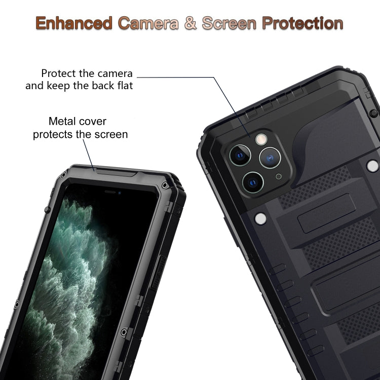For iPhone 11 Pro Max Dustproof Shockproof Waterproof Silicone + Metal Protective Case