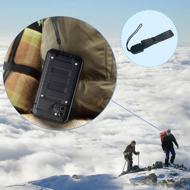 For iPhone 11 Pro Max Dustproof Shockproof Waterproof Silicone + Metal Protective Case