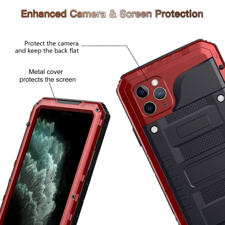 For iPhone 11 Pro Max Dustproof Shockproof Waterproof Silicone + Metal Protective Case