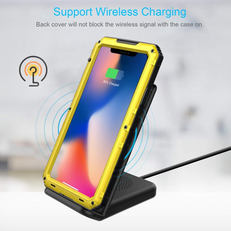 For iPhone 11 Pro Max Dustproof Shockproof Waterproof Silicone + Metal Protective Case