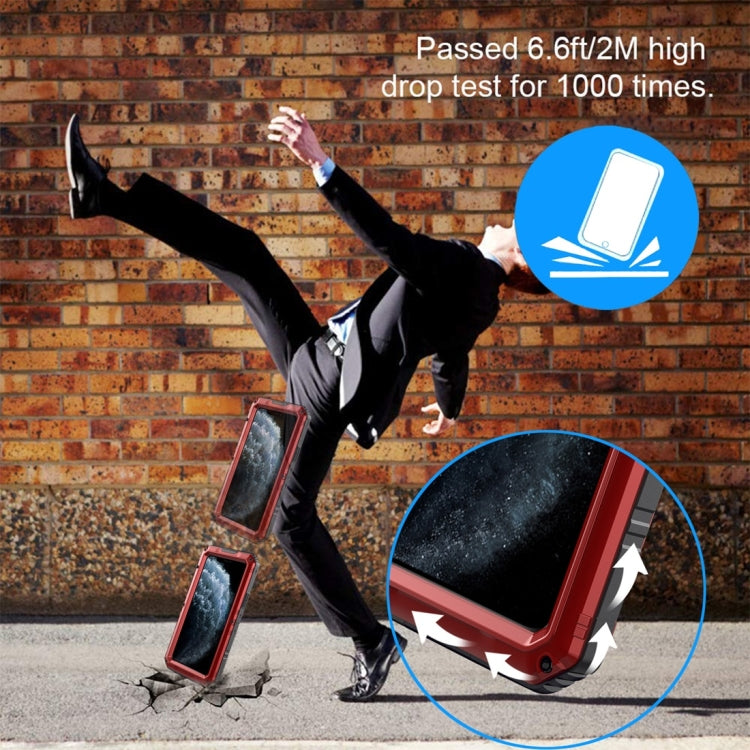 For iPhone 11 Pro Dustproof Shockproof Waterproof Silicone + Metal Protective Case