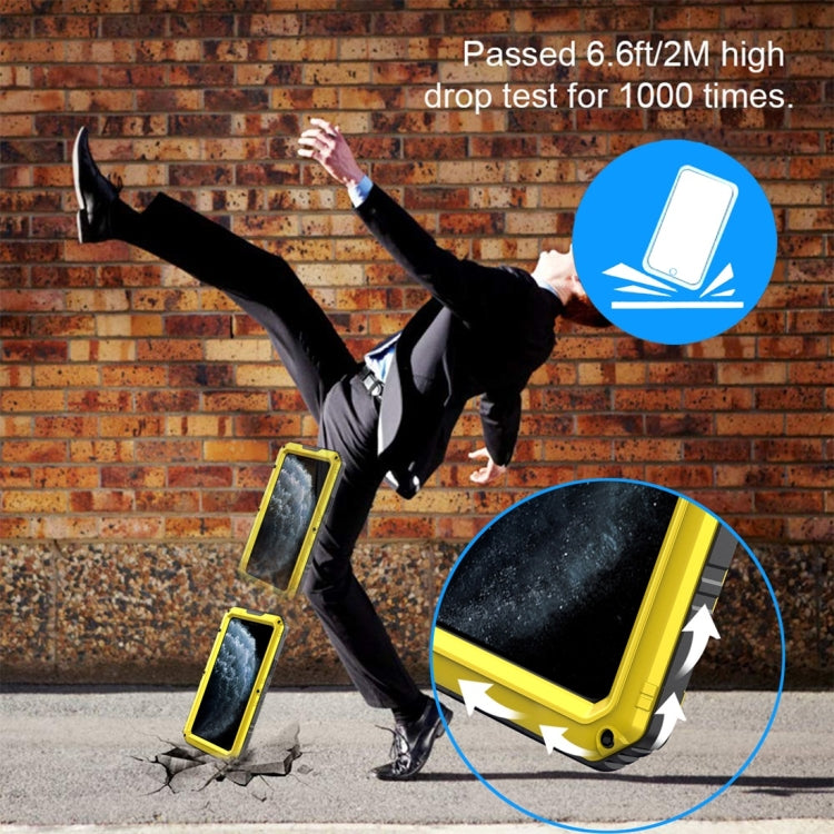 For iPhone 11 Pro Dustproof Shockproof Waterproof Silicone + Metal Protective Case