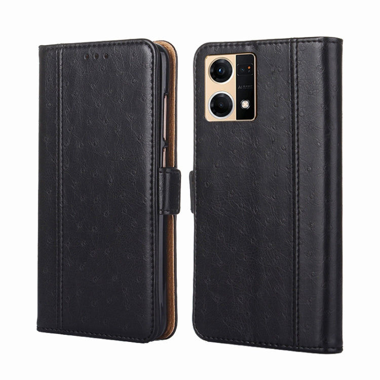 For OPPO Reno7 4G / F21 Pro 4G Ostrich Texture Flip Leather Case