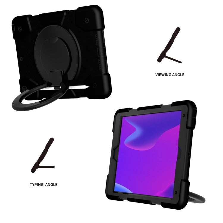 For iPad 10.2 2019/10.2 2020/10.2 2021 Silicone + PC Full Body Protection Tablet Case With Holder & Strap