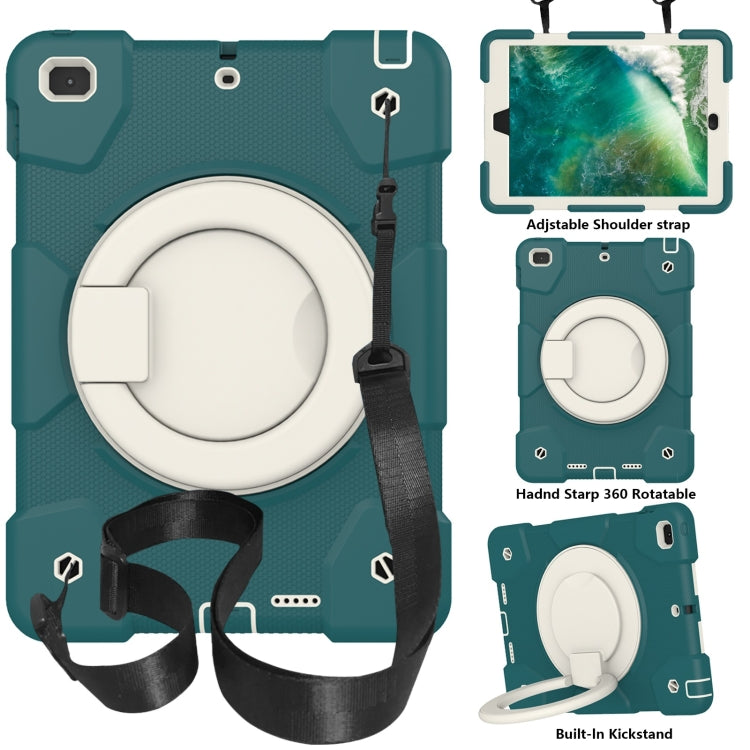 For iPad 9.7 2018 Silicone + PC Full Body Protection Tablet Case With Holder & Strap