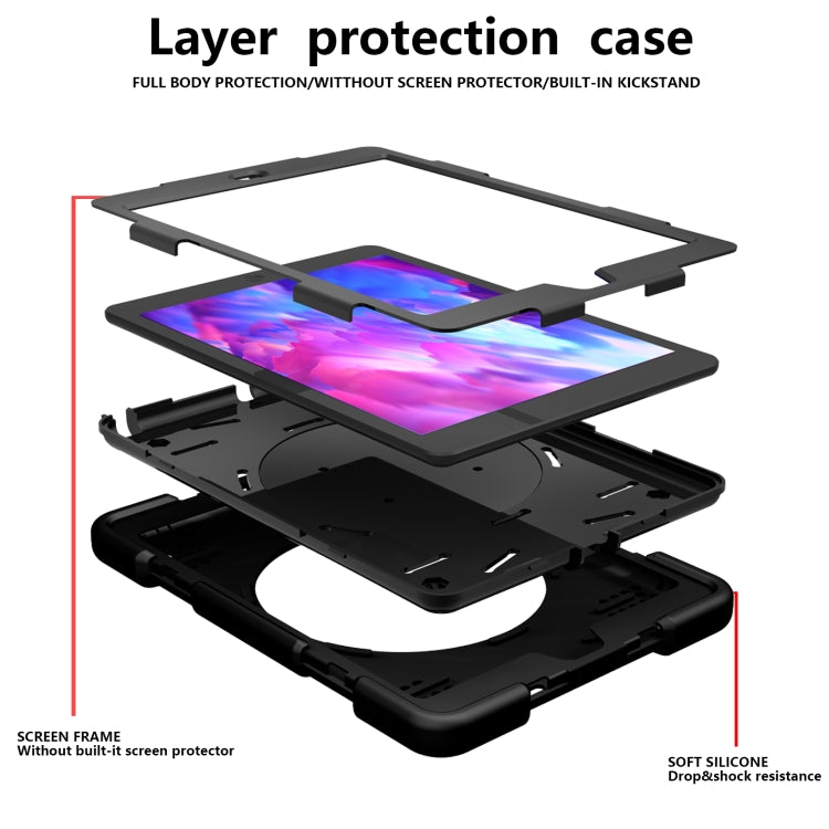 For iPad 9.7 2018 Silicone + PC Full Body Protection Tablet Case With Holder & Strap