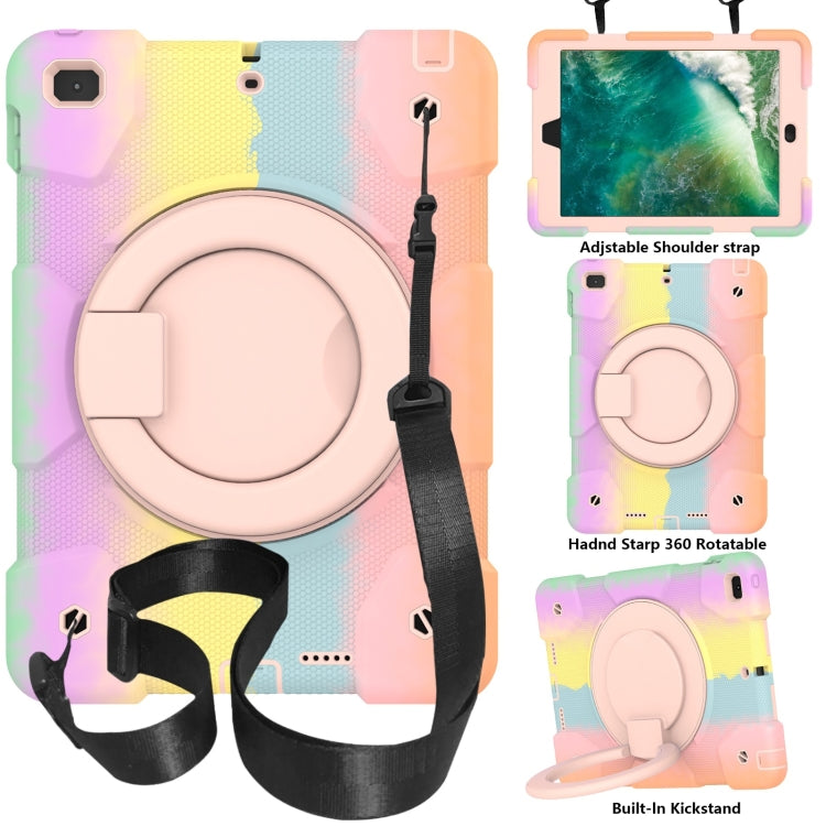 For iPad 9.7 2018 Silicone + PC Full Body Protection Tablet Case With Holder & Strap