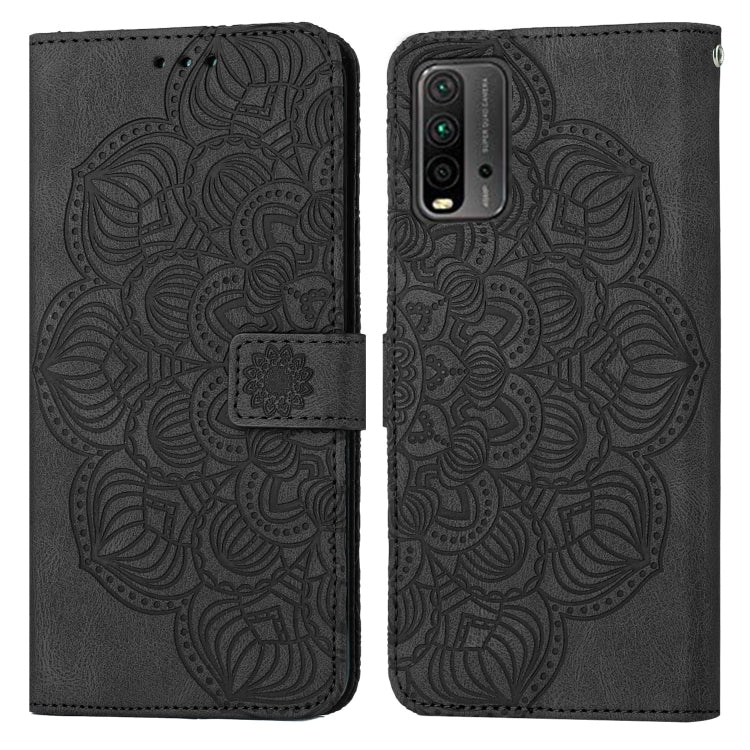 For Xiaomi Redmi 9T Mandala Embossed Flip Leather Phone Case