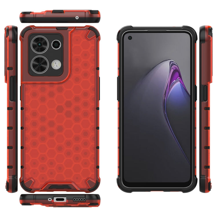 For OPPO Reno8 Shockproof Honeycomb PC + TPU Phone Case