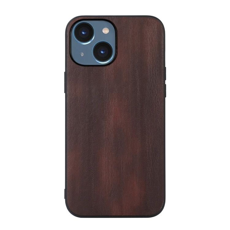 For iPhone 14 Plus Yellow Cow Texture PU Phone Case