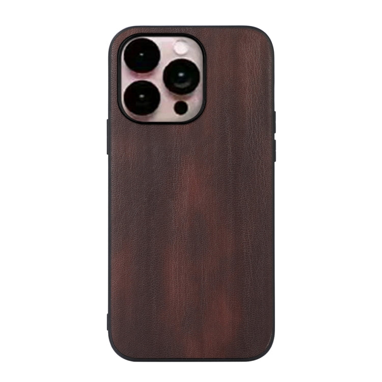 For iPhone 14 Pro Max Yellow Cow Texture PU Phone Case