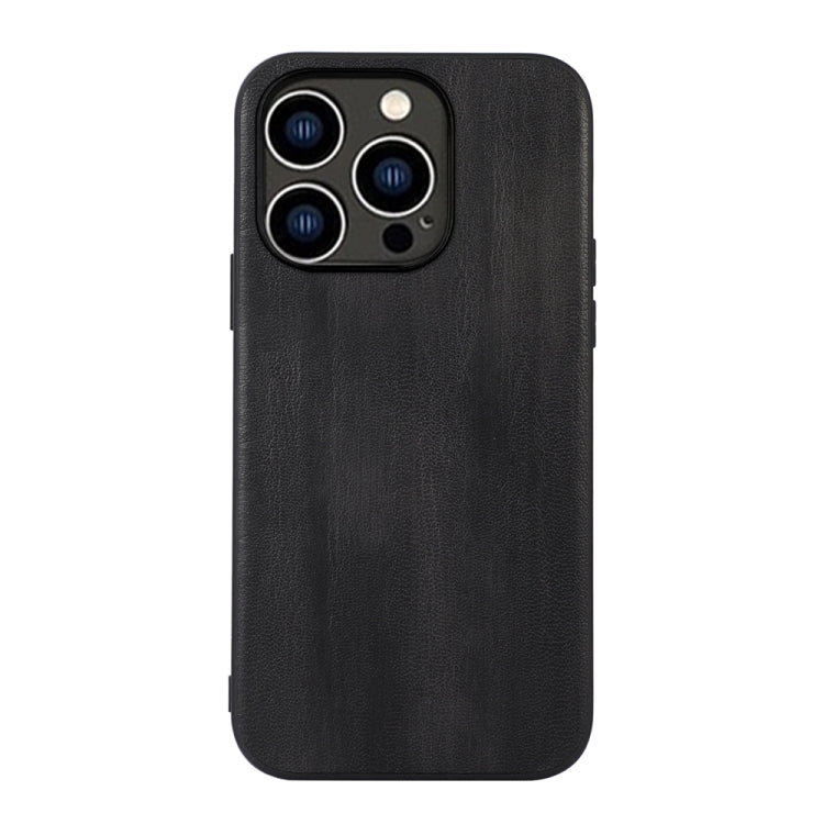 For iPhone 14 Pro Yellow Cow Texture PU Phone Case