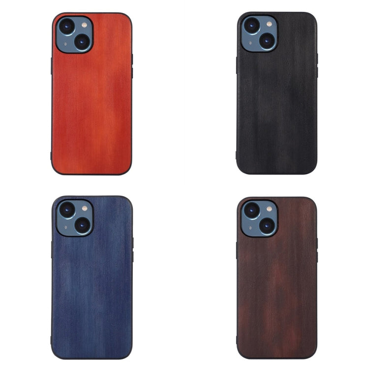 For iPhone 14 Yellow Cow Texture PU Phone Case