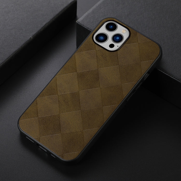 For iPhone 14 Plus Weave Plaid PU Phone Case
