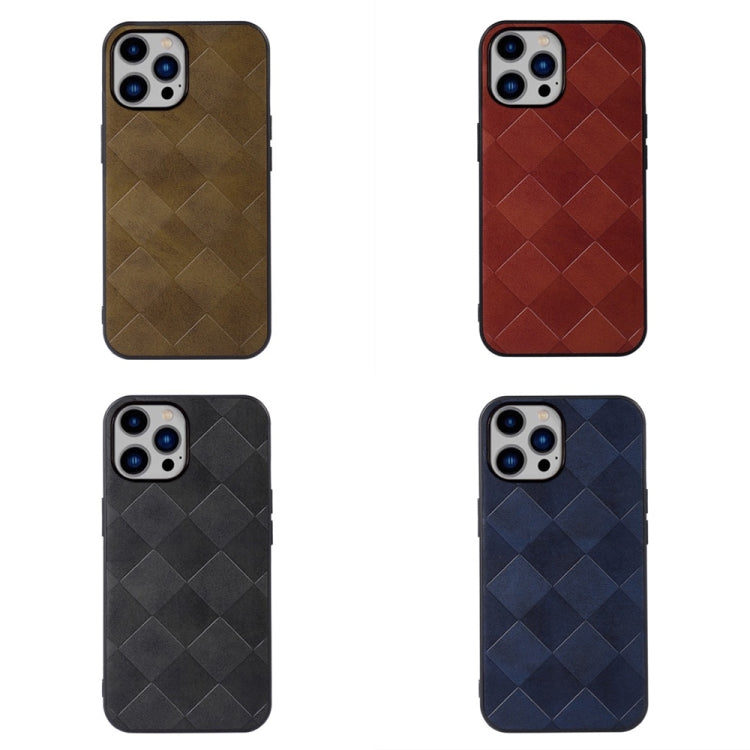For iPhone 14 Plus Weave Plaid PU Phone Case