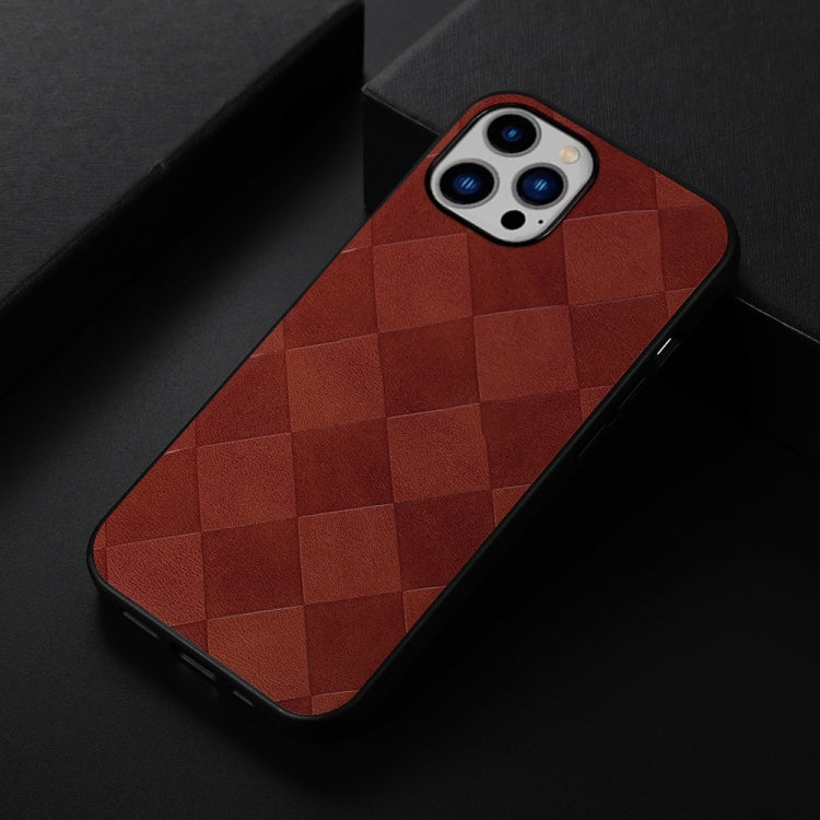 For iPhone 14 Plus Weave Plaid PU Phone Case