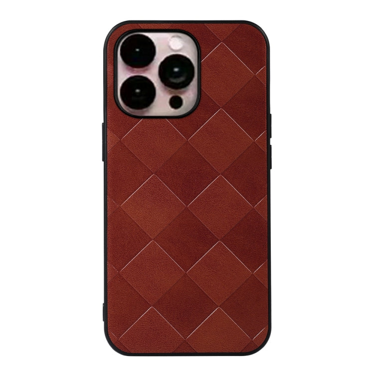 For iPhone 14 Pro Max Weave Plaid PU Phone Case