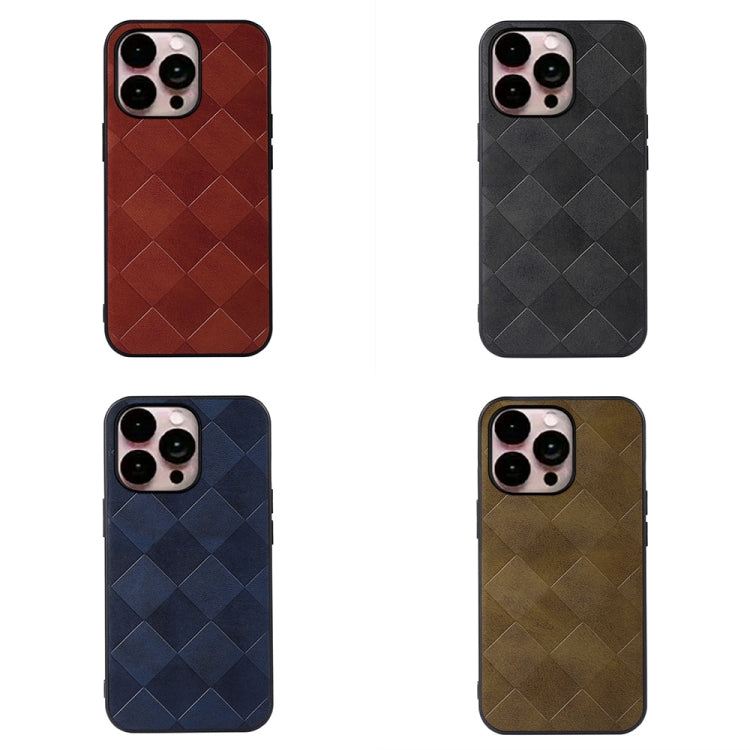 For iPhone 14 Pro Max Weave Plaid PU Phone Case