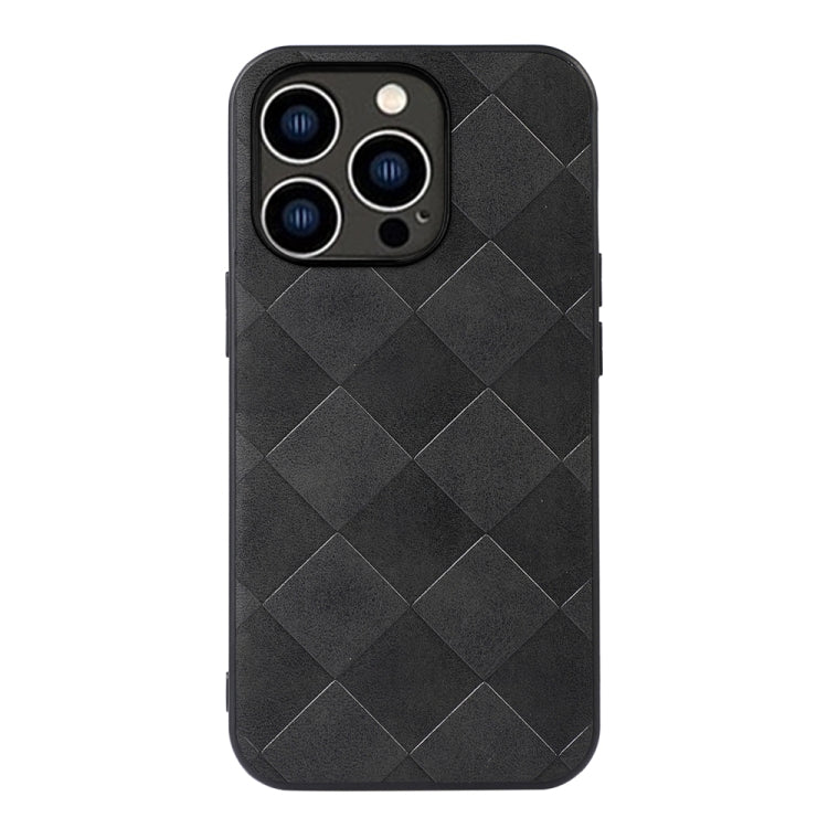 For iPhone 14 Pro Weave Plaid PU Phone Case
