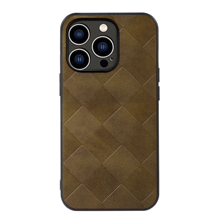 For iPhone 14 Pro Weave Plaid PU Phone Case