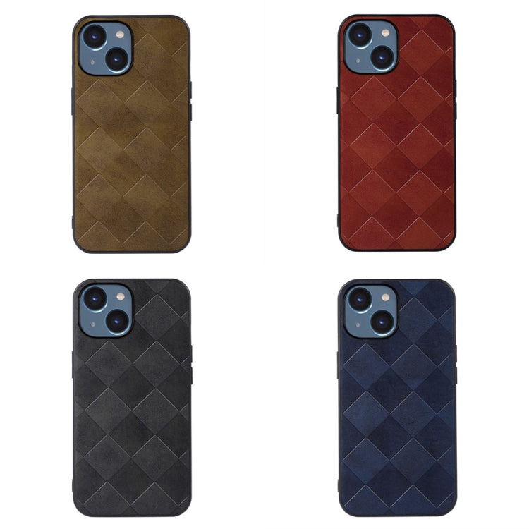 For iPhone 14 Weave Plaid PU Phone Case