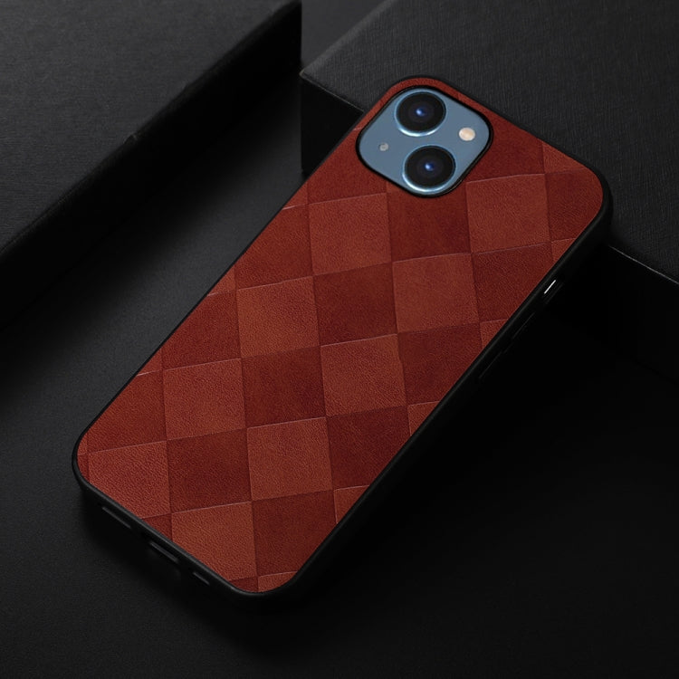 For iPhone 14 Weave Plaid PU Phone Case