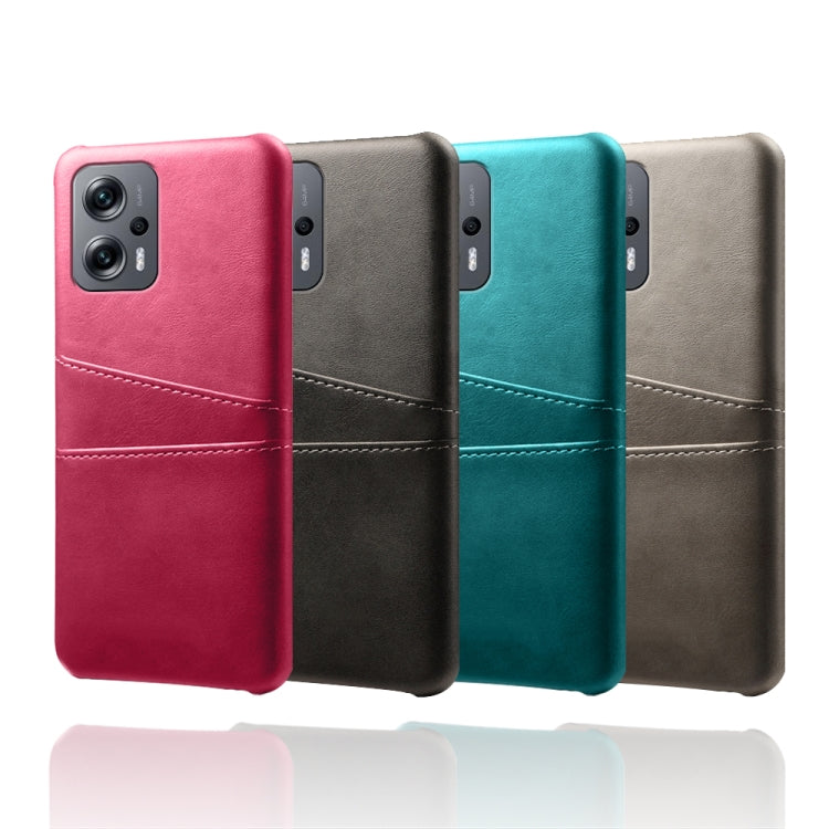 For Xiaomi Redmi Note 11T Pro Dual Card Slots Calf Texture PC + PU Phone Case
