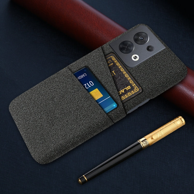 For OPPO Reno8 Cloth Texture Card Slot PC+Nylon Phone Case