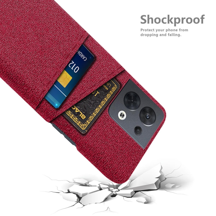 For OPPO Reno8 Cloth Texture Card Slot PC+Nylon Phone Case