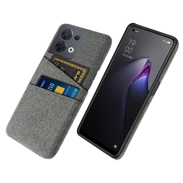 For OPPO Reno8 Cloth Texture Card Slot PC+Nylon Phone Case