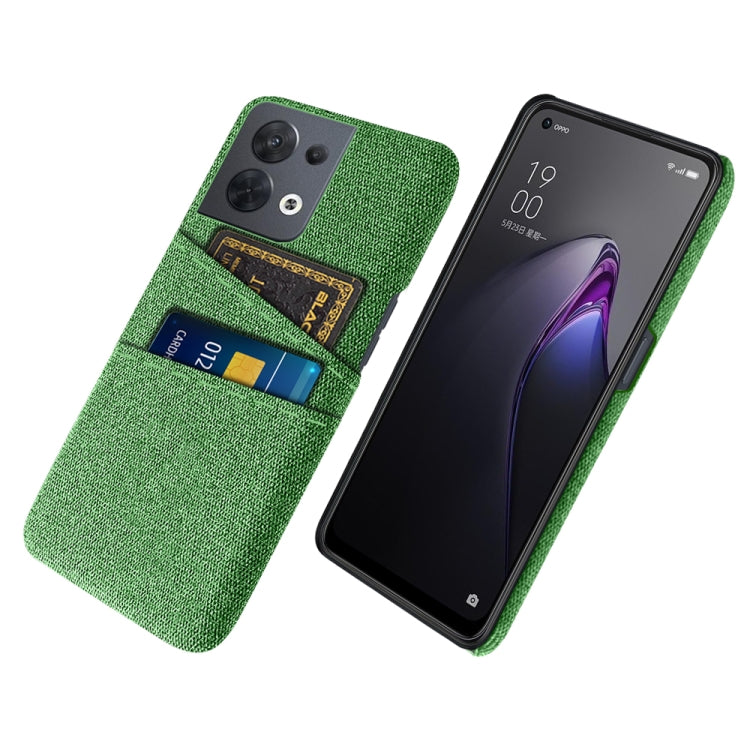 For OPPO Reno8 Cloth Texture Card Slot PC+Nylon Phone Case